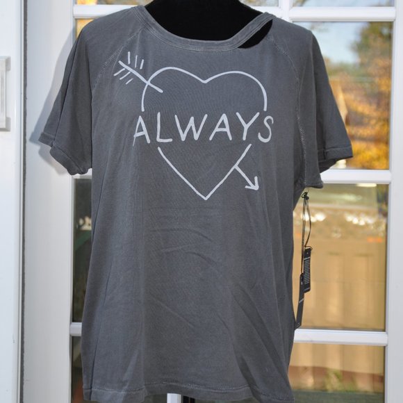 LUCKY BRAND XL ALWAYS Cutout Neckline T-Shirt NEW NWOT - Picture 2 of 6